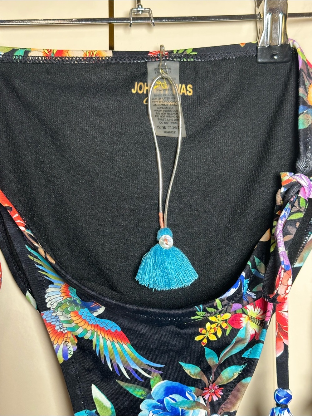 Johnny Was Peacock Low Rise Bikini Bottom Self Tie Sides Floral Print Size Small - Picture 10 of 11